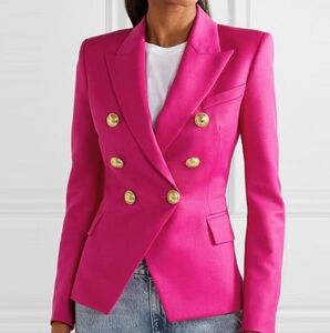 Women's Pink Double-Breasted Blazer 2XL
